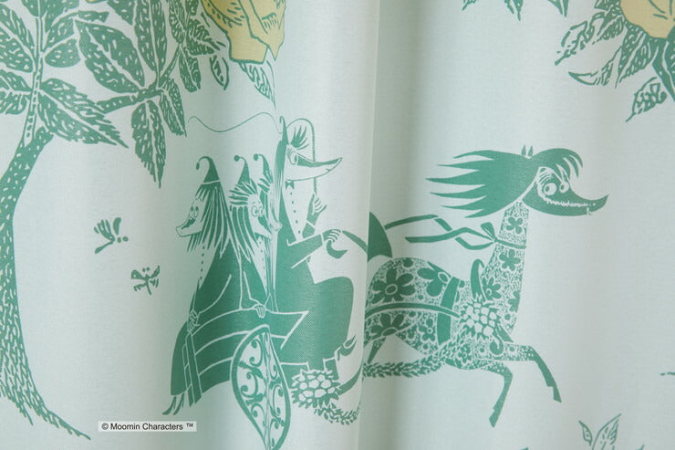 【MOOMIN】カーテン 日本製 ムーミン CARRIAGE キャリッジ 2級遮光 ウォッシャブル 形状記憶加工 ベージュ グリーン 1枚入(代引不可)