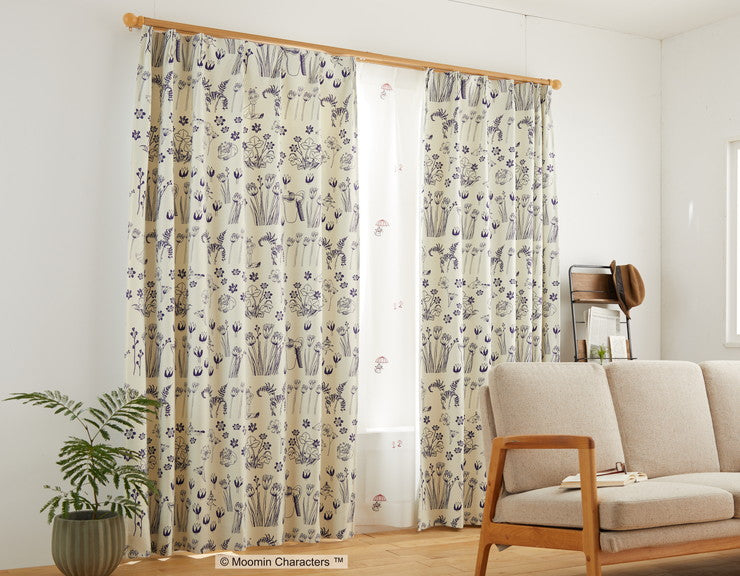 【MOOMIN】カーテン 日本製 ムーミン HIDE AND SEEK ハイドアンドシーク 2級遮光 ウォッシャブル アイボリー ピンク 1枚入(代引不可)