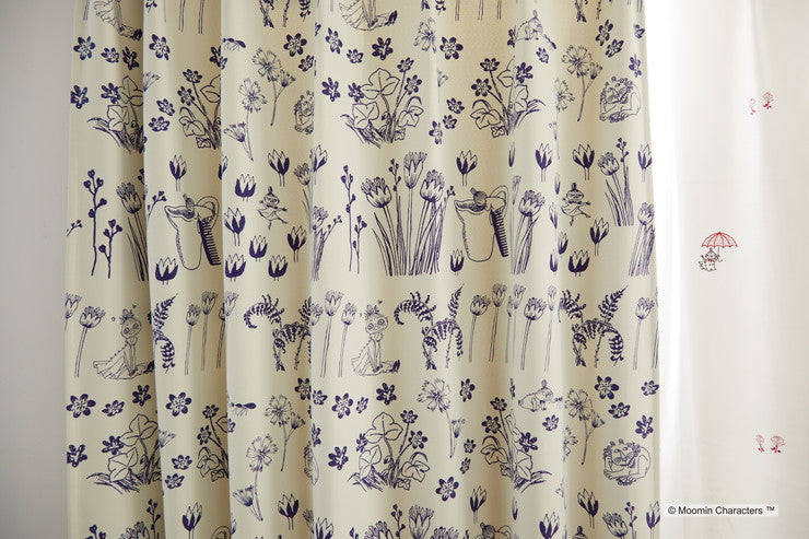 【MOOMIN】カーテン 日本製 ムーミン HIDE AND SEEK ハイドアンドシーク 2級遮光 ウォッシャブル アイボリー ピンク 1枚入(代引不可)