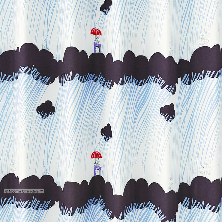 【MOOMIN】カーテン 日本製 ムーミン RAIN DROPS レインドロップス 2級遮光 ウォッシャブル ブラック ブルー ベージュ 1枚入(代引不可)