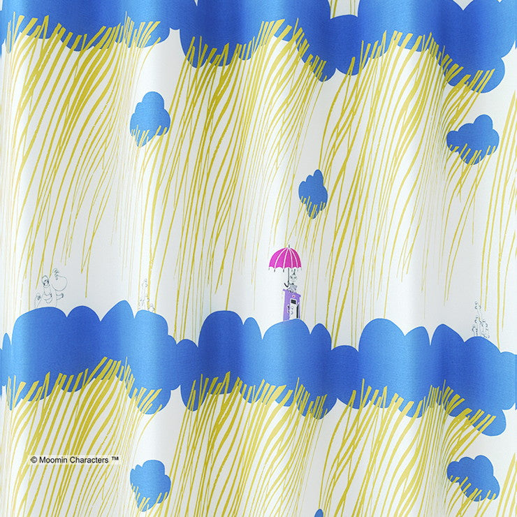 【MOOMIN】カーテン 日本製 ムーミン RAIN DROPS レインドロップス 2級遮光 ウォッシャブル ブラック ブルー ベージュ 1枚入(代引不可)