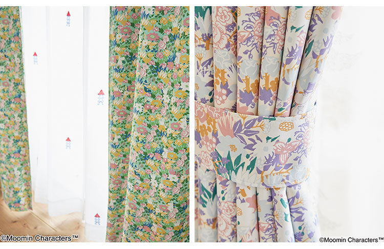 【MOOMIN】カーテン 日本製 ムーミン KOBANA drape コバナ ドレープ 2級遮光 1枚入 ウォッシャブル 洗える 形状記憶加工 北欧 おしゃれ(代引不可)