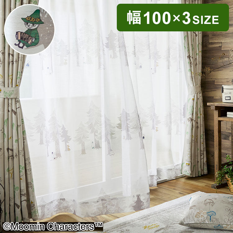 【MOOMIN】レースカーテン 日本製 ムーミン PUUT BORDER voile プートボーダー ボイル 1枚入 ウォッシャブル 洗える 北欧 おしゃれ(代引不可)