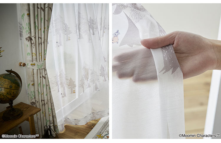 【MOOMIN】レースカーテン 日本製 ムーミン PUUT BORDER voile プートボーダー ボイル 1枚入 ウォッシャブル 洗える 北欧 おしゃれ(代引不可)