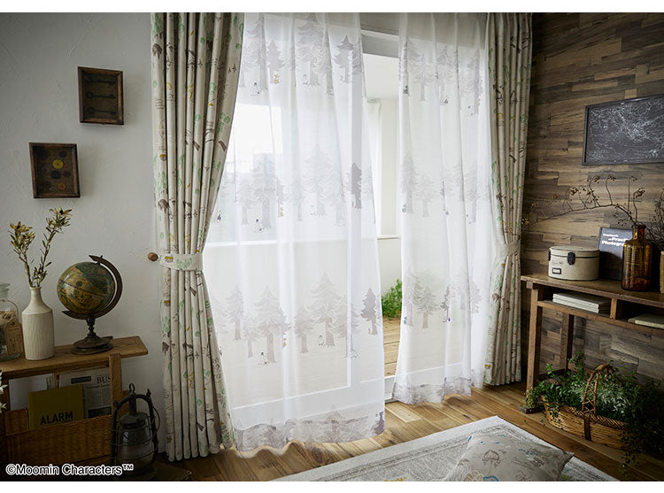 【MOOMIN】レースカーテン 日本製 ムーミン PUUT BORDER voile プートボーダー ボイル 1枚入 ウォッシャブル 洗える 北欧 おしゃれ(代引不可)