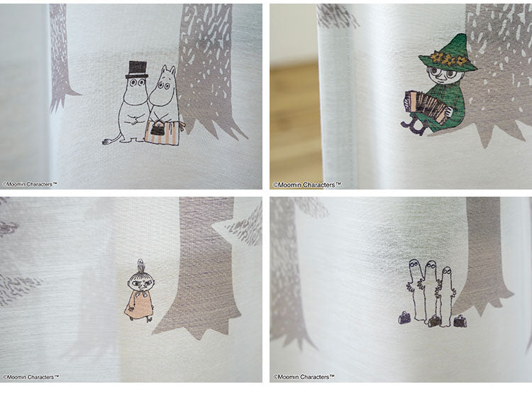 【MOOMIN】レースカーテン 日本製 ムーミン PUUT BORDER voile プートボーダー ボイル 1枚入 ウォッシャブル 洗える 北欧 おしゃれ(代引不可)