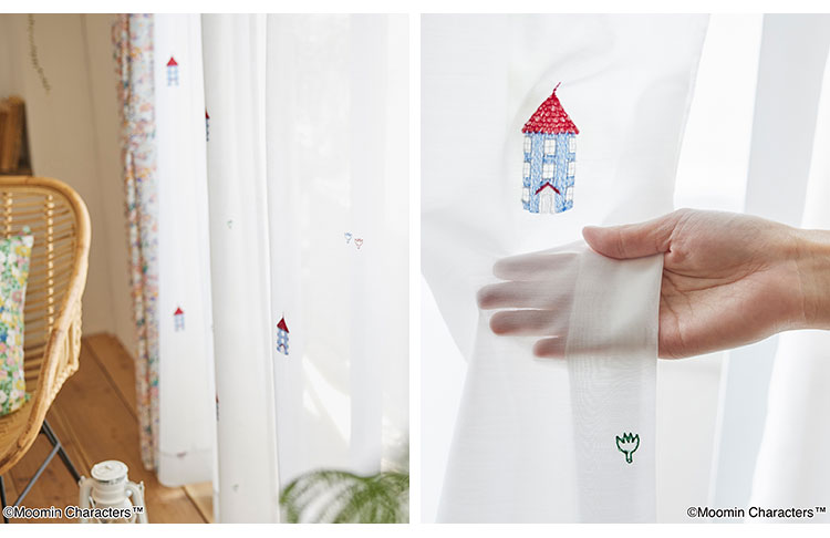 【MOOMIN】レースカーテン 日本製 ムーミン HOUSE voile ムーミンハウス ボイル 1枚入 ウォッシャブル 洗える 北欧 おしゃれ(代引不可)