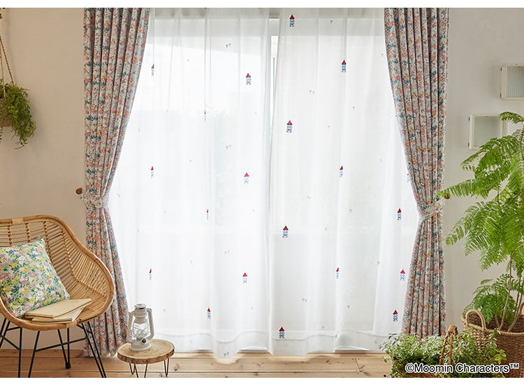 【MOOMIN】レースカーテン 日本製 ムーミン HOUSE voile ムーミンハウス ボイル 1枚入 ウォッシャブル 洗える 北欧 おしゃれ(代引不可)
