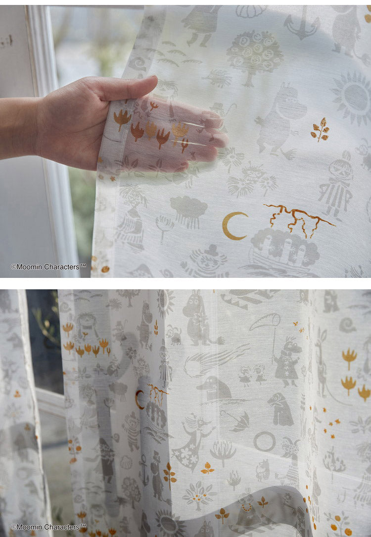 【MOOMIN】日本製 レースカーテン ムーミン ムーミンと仲間たち かわいい 可愛い ウォッシャブル 北欧 FUN TIME voile ファンタイム ボイル(代引不可)