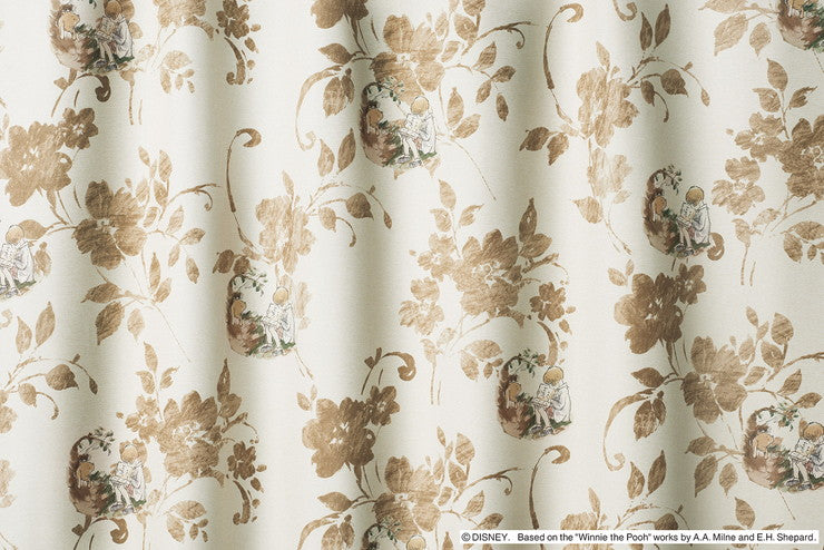 【Disney】1級遮光カーテン 日本製 ディズニー DISNEY POOH Story ストーリー ウォッシャブル 形状記憶加工 ベージュ グリーン 1枚入(代引不可)