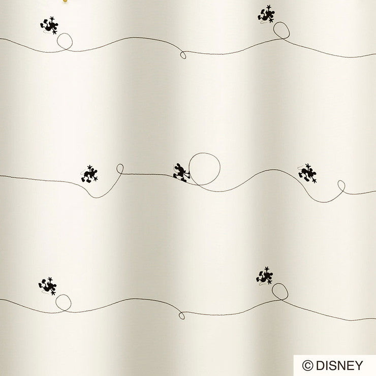【Disney】カーテン 日本製 ディズニー DISNEY MICKEY Line ライン 2級遮光 ウォッシャブル 形状記憶加工 アイボリー ベージュ 1枚入(代引不可)