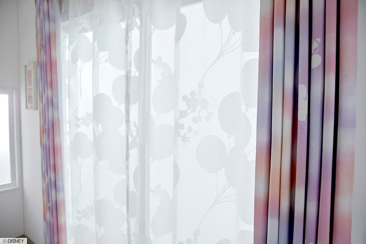【Disney】レースカーテン 日本製 ディズニー MICKEY Balloon voile ミッキーバルーンボイル 1枚入 Disneyzone ウォッシャブル 洗える 形状記憶加工 北欧 おしゃれ(代引不可)