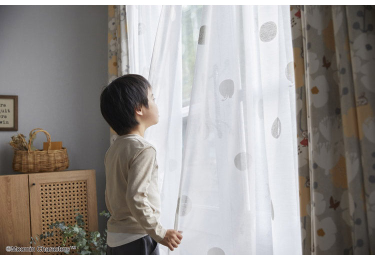 【MOOMIN】日本製 レースカーテン ムーミン かわいい 可愛い ウォッシャブル 北欧 OSHIRI DOTS voile おしりドット ボイル(代引不可)