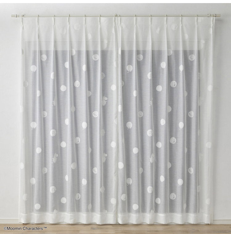 【MOOMIN】日本製 レースカーテン ムーミン かわいい 可愛い ウォッシャブル 北欧 OSHIRI DOTS voile おしりドット ボイル(代引不可)
