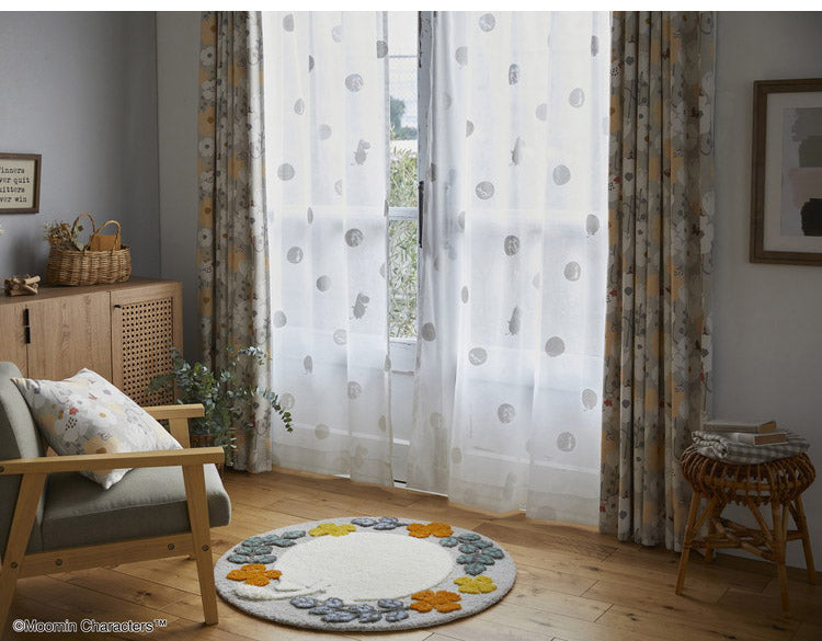 【MOOMIN】日本製 レースカーテン ムーミン かわいい 可愛い ウォッシャブル 北欧 OSHIRI DOTS voile おしりドット ボイル(代引不可)