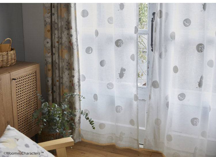 【MOOMIN】日本製 レースカーテン ムーミン かわいい 可愛い ウォッシャブル 北欧 OSHIRI DOTS voile おしりドット ボイル(代引不可)