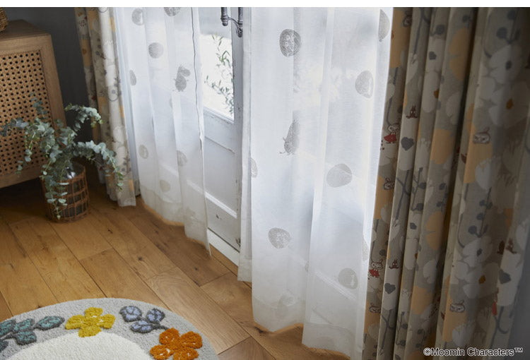 【MOOMIN】日本製 レースカーテン ムーミン かわいい 可愛い ウォッシャブル 北欧 OSHIRI DOTS voile おしりドット ボイル(代引不可)