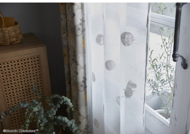 【MOOMIN】日本製 レースカーテン ムーミン かわいい 可愛い ウォッシャブル 北欧 OSHIRI DOTS voile おしりドット ボイル(代引不可)