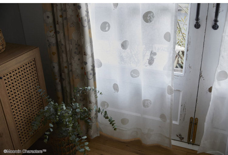 【MOOMIN】日本製 レースカーテン ムーミン かわいい 可愛い ウォッシャブル 北欧 OSHIRI DOTS voile おしりドット ボイル(代引不可)
