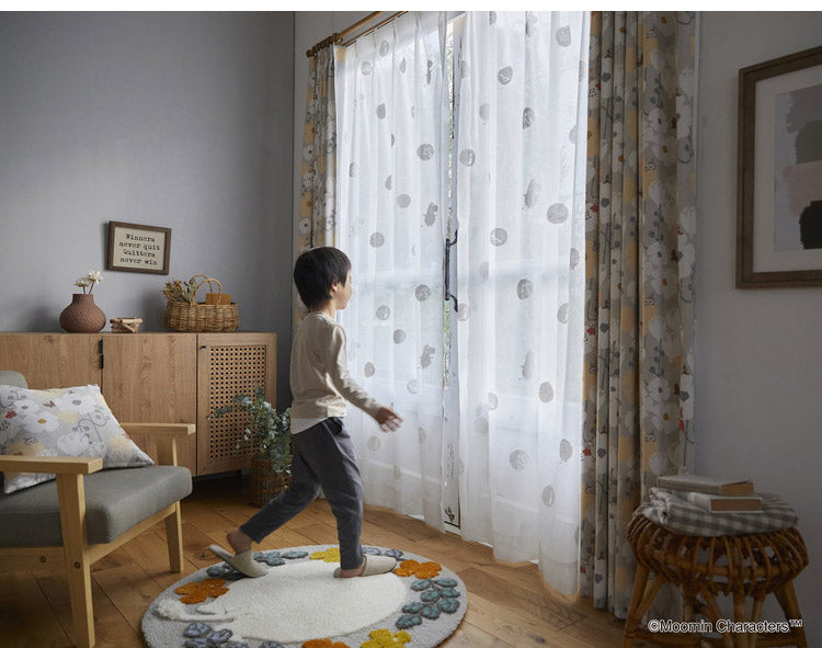 【MOOMIN】日本製 レースカーテン ムーミン かわいい 可愛い ウォッシャブル 北欧 OSHIRI DOTS voile おしりドット ボイル(代引不可)