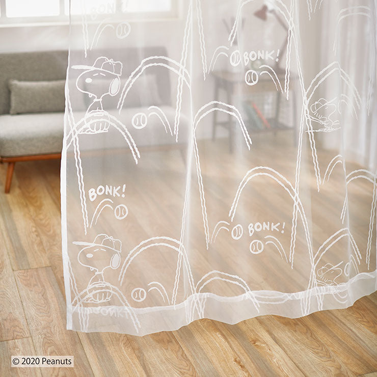 【PEANUTS】レースカーテン 日本製 スヌーピー SNOOPY 【選べる3サイズ】 BONK! voile ボンク!ボイル ウォッシャブル 1枚入 おしゃれ(代引不可)