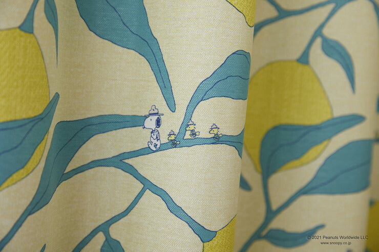【PEANUTS】カーテン 日本製 スヌーピー SNOOPY Camp Lemon キャンプレモン PEANUTS ピーナッツ 2級遮光 1枚入 ウォッシャブル 洗える 形状記憶加工 北欧 おしゃれ(代引不可)