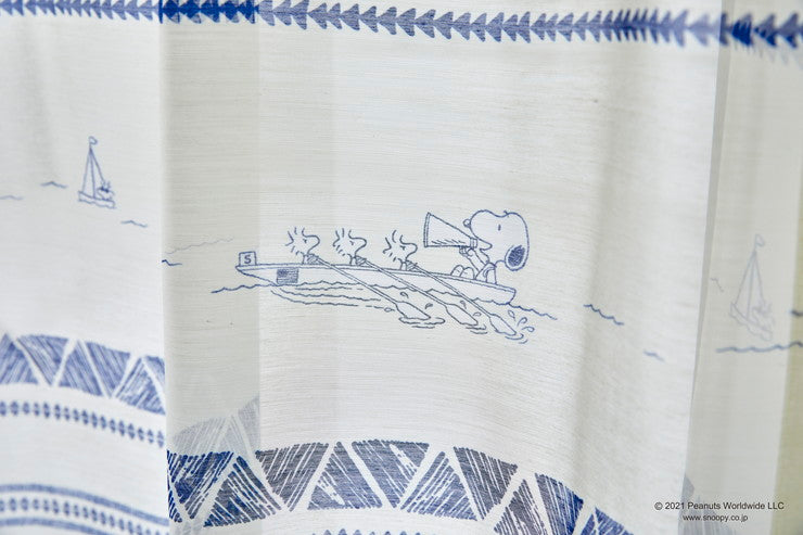 【PEANUTS】レースカーテン 日本製 スヌーピー SNOOPY Rowing ローウィング PEANUTS ピーナッツ 1枚入 ウォッシャブル 洗える 形状記憶加工 北欧 おしゃれ(代引不可)