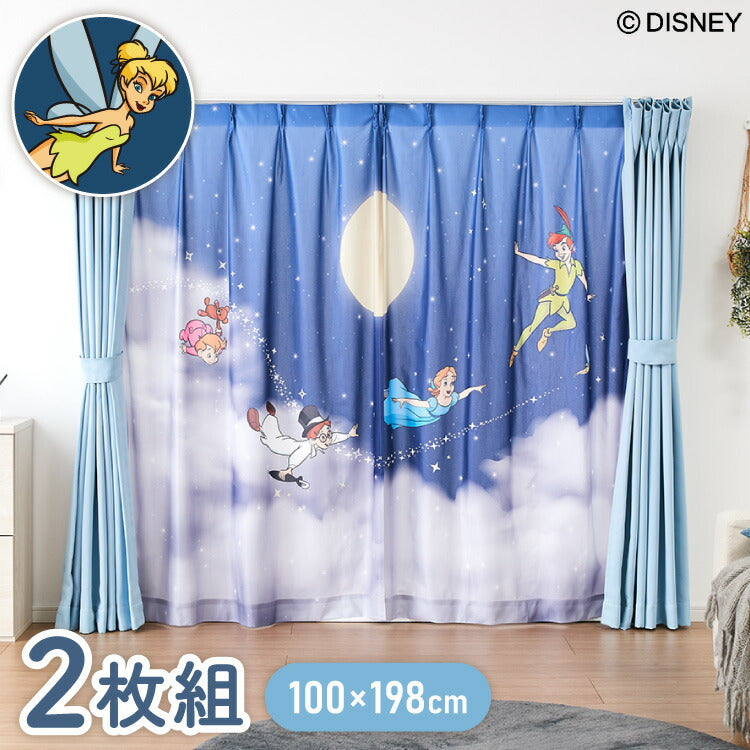 Disney】ピーターパン絵羽レースカーテン 2枚組 100×198cm UV