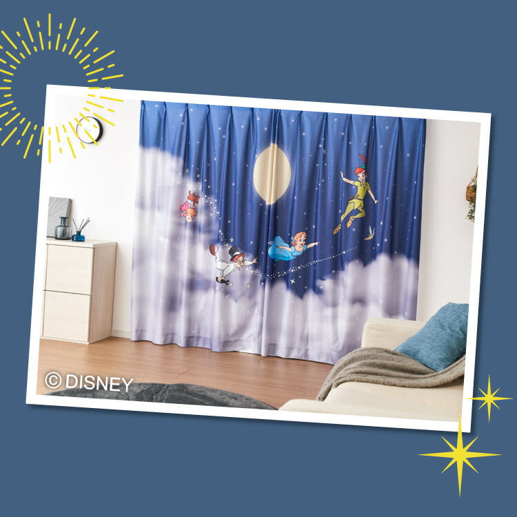 【Disney】ピーターパン絵羽レースカーテン 2枚組 100×198cm UVカット 洗える 洗濯 プライバシー 目隠し フック付き カーテン 紫外線 おしゃれ かわいい ディズニー ピーターパン ティンカーベル ウェンディ(代引不可)