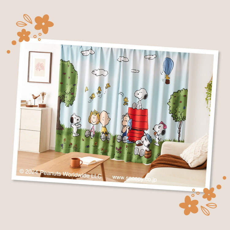 【PEANUTS】スヌーピーカーテンセット 4枚組 100×110cm 遮光カーテン レースカーテン 洗える 洗濯 カーテン フック タッセル付き おしゃれ かわいい PEANUTS スヌーピー チャーリーブラウン オラフ アンディ(代引不可)