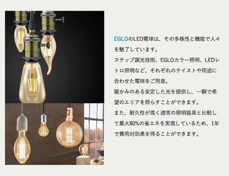 EGLO LED電球 G80 E26 400lm 電球色 クリアー 204663J LED 照明 おしゃれ ライト インテリア 北欧 カフェ風 かわいい デザイナーズ 灯り 明かり エグロ(代引不可)