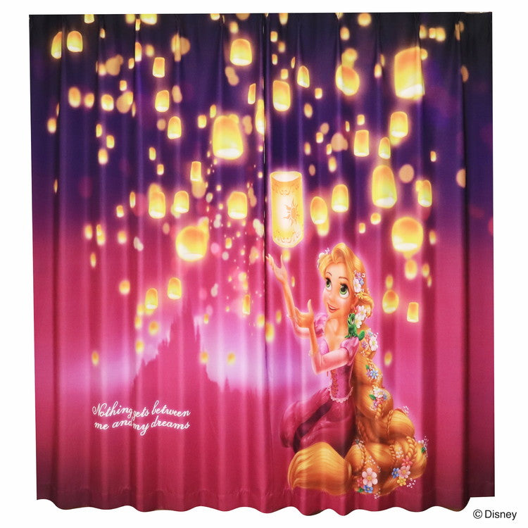 【Disney】ディズニー 遮光カーテン 幅100x110cm丈 2枚組 ラプンツェル 絵羽柄 つながる一枚絵アートカーテン 洗える 可愛い グッズ パープル Disney プリンセス キャラクター MORIPiLO (代引不可)