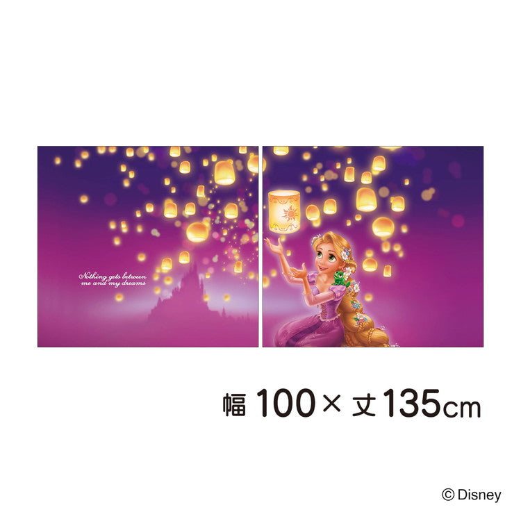 【Disney】ディズニー 遮光カーテン 幅100x135cm丈 2枚組 ラプンツェル 絵羽柄 つながる一枚絵アートカーテン 洗える 可愛い グッズ パープル Disney プリンセス キャラクター MORIPiLO (代引不可)