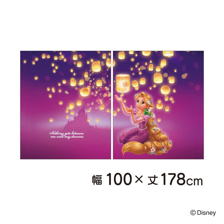 【Disney】ディズニー 遮光カーテン 幅100x178cm丈 2枚組 ラプンツェル 絵羽柄 つながる一枚絵アートカーテン 洗える 可愛い グッズ パープル Disney プリンセス キャラクター MORIPiLO (代引不可)