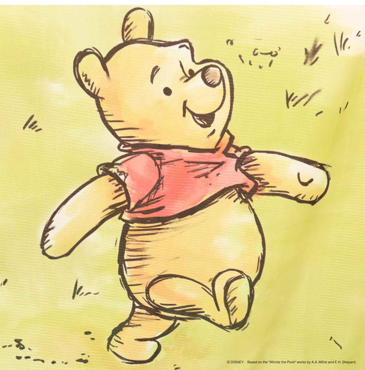 【Disney】ディズニー レースカーテン 幅100x108cm丈 2枚組 くまのプーさん 絵羽柄 つながる一枚絵アートカーテン 洗える 可愛い グッズ Disney イエロー MORIPiLO (代引不可)