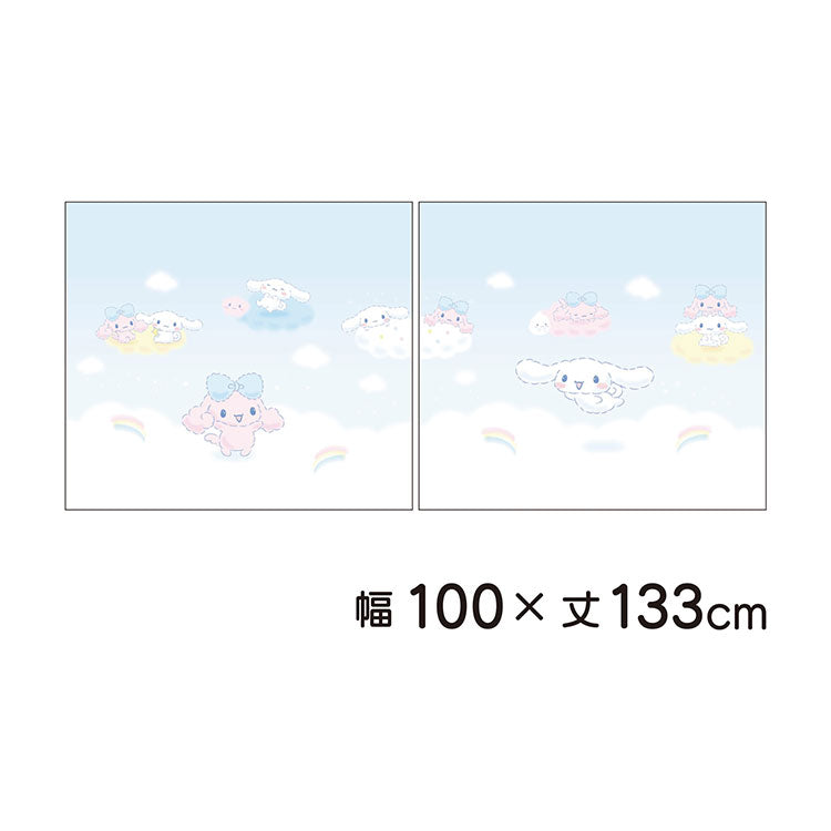 【サンリオ】 レースカーテン 幅100x133cm丈 2枚組 シナモロール 絵羽柄 つながる一枚絵アートカーテン 洗える 可愛い グッズ sanrio シナモン ブルー キャラクター MORIPiLO (代引不可)