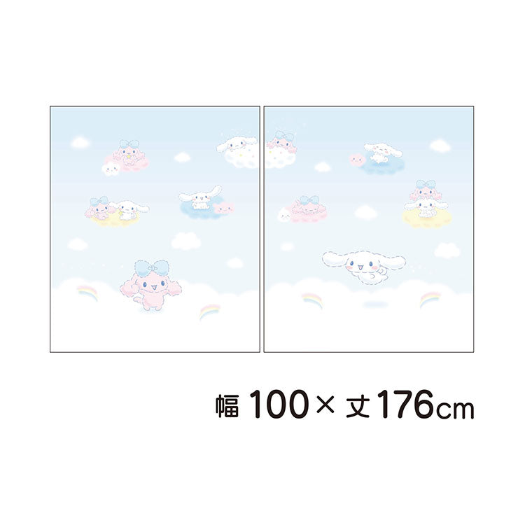 【サンリオ】 レースカーテン 幅100x176cm丈 2枚組 シナモロール 絵羽柄 つながる一枚絵アートカーテン 洗える 可愛い グッズ sanrio シナモン ブルー キャラクター MORIPiLO (代引不可)