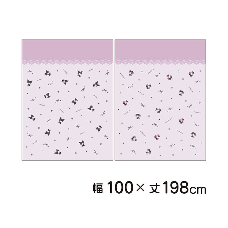 【サンリオ】 レースカーテン 幅100x198cm丈 2枚組 マイメロディ クロミ 真夜中のメロクロ 絵羽柄 つながる一枚絵アートカーテン 洗える 可愛い グッズ sanrio MORIPiLO (代引不可)