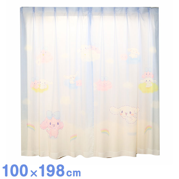 【サンリオ】 レースカーテン 幅100x198cm丈 2枚組 洗える シナモロール 絵羽柄 つながる一枚絵アートカーテン 可愛い グッズ sanrio シナモン ブルー キャラクター MORIPiLO (代引不可)
