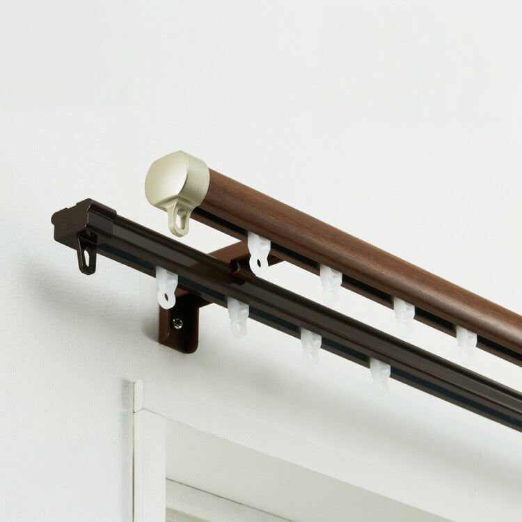 【TOSO】カーテンレール ダブル 伸縮 1.1~2.0m トーソー リネア 静音 カーテンレール 正面付け 天井付け カーテンレール 白 木目ホワイト 木目ブラウン(代引不可)