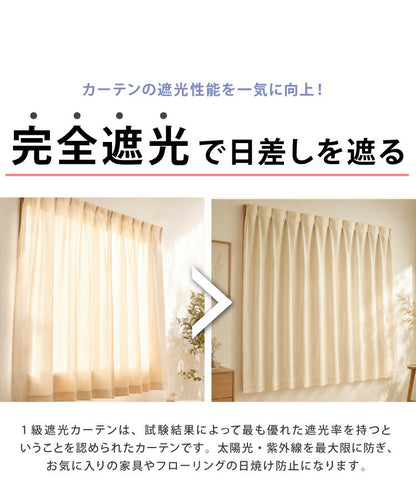 完全遮光 裏地ライナー 2枚組 遮光率100% 断熱 保温 遮音 ウォッシャブル 取付簡単 後付け裏地カーテン 遮光 防音 省エネ レース カーテン 2枚セット 幅105 丈130 丈173 丈195(代引不可)