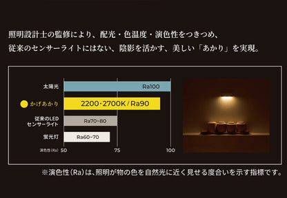 かげあかり MODEL02 LED センサーライト 壁面照明 間接照明 誘導灯 充電式 USB-C 人感センサー ライト あかり インテリアライト フットライト 玄関 廊下 寝室 洗面所 トイレ KA-02 ムサシ musashi(代引不可)