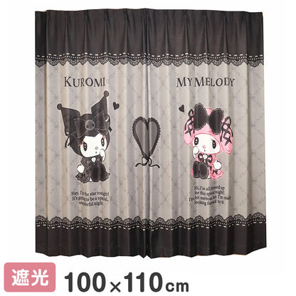 【サンリオ】 遮光カーテン 幅100x110cm丈 2枚組 マイメロディ クロミ 真夜中のメロクロ 絵羽柄 つながる一枚絵アートカーテン 洗える 可愛い グッズ sanrio MORIPiLO (代引不可)