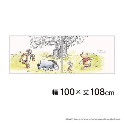 【Disney】ディズニー レースカーテン 幅100x108cm丈 2枚組 くまのプーさん 絵羽柄 つながる一枚絵アートカーテン 洗える 可愛い グッズ Disney イエロー MORIPiLO (代引不可)