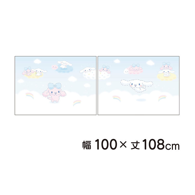 【サンリオ】 レースカーテン 幅100x108cm丈 2枚組 シナモロール 絵羽柄 つながる一枚絵アートカーテン 洗える 可愛い グッズ sanrio シナモン ブルー キャラクター MORIPiLO (代引不可)