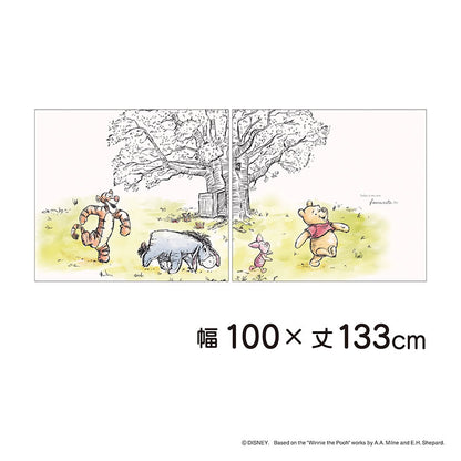 【Disney】ディズニー レースカーテン 幅100x133cm丈 2枚組 くまのプーさん 絵羽柄 つながる一枚絵アートカーテン 洗える 可愛い グッズ Disney イエロー MORIPiLO (代引不可)