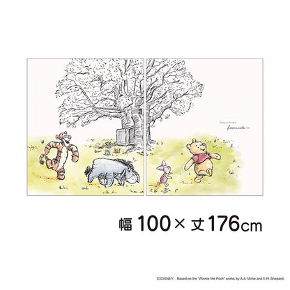 【Disney】ディズニー レースカーテン 幅100x176cm丈 2枚組 くまのプーさん 絵羽柄 つながる一枚絵アートカーテン 洗える 可愛い グッズ Disney イエロー MORIPiLO (代引不可)