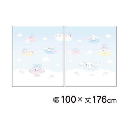 【サンリオ】 レースカーテン 幅100x176cm丈 2枚組 シナモロール 絵羽柄 つながる一枚絵アートカーテン 洗える 可愛い グッズ sanrio シナモン ブルー キャラクター MORIPiLO (代引不可)