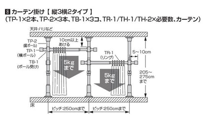 つっぱりカーテンレール L字コーナー用 リングランナー20個付き 幅70~120cm カーテンポール 突っ張り棒 間仕切 おしゃれ 収納 リビング 寝室 賃貸 新生活 一人暮らし TOSO トーソー Naivis ナイビス(代引不可)