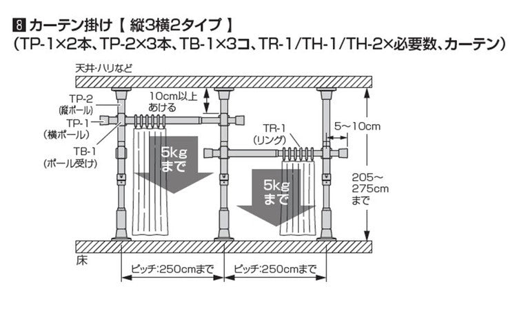 つっぱりカーテンレール L字コーナー用 リングランナー40個付き 幅120~200cm カーテンポール 突っ張り棒 間仕切 おしゃれ 収納 リビング 寝室 賃貸 新生活 一人暮らし TOSO トーソー Naivis ナイビス(代引不可)